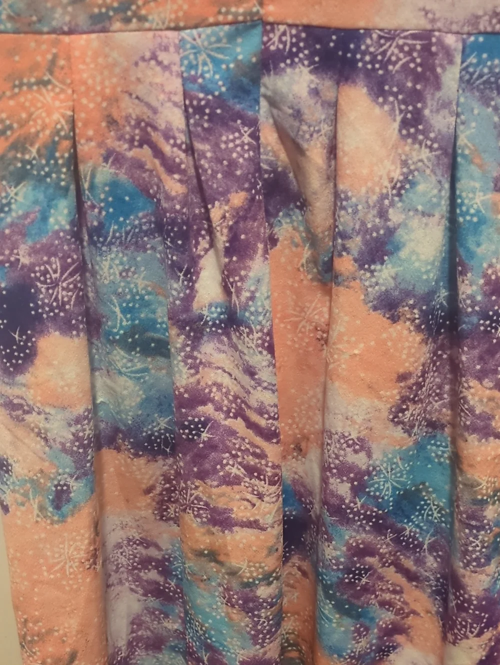 Purple Top with Peach & Multicolor Print Skirt Dress